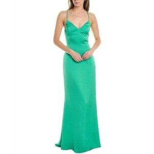 NWT Authentic  LIV FOSTER Textured Satin V-neck Spaghetti Strap Gown